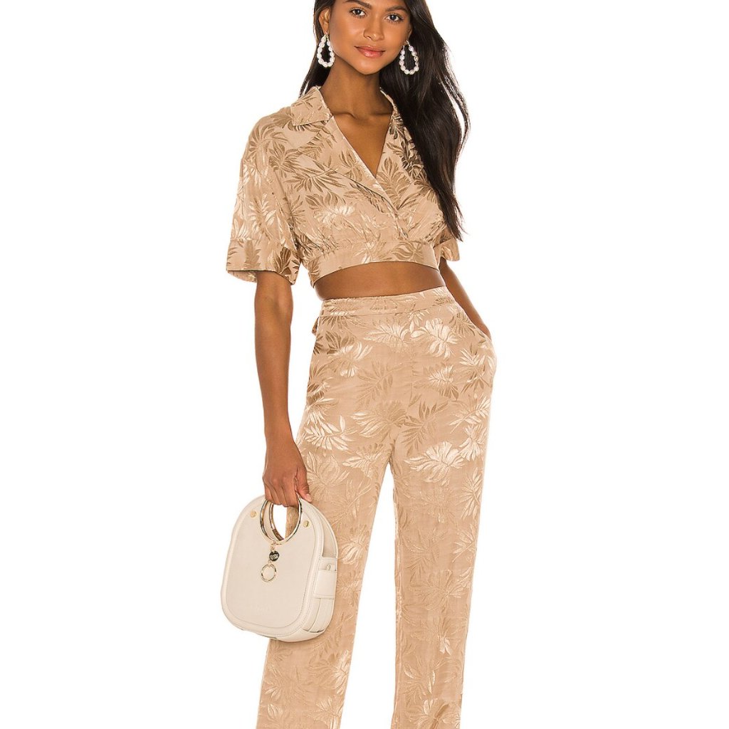 Revolve Song Of Style Henry Top & Wayne Pant Jacquard Matching Resort Set Nwot